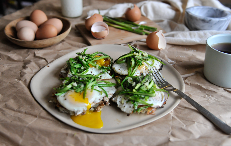 Potato Patties with Egg and Asparagus